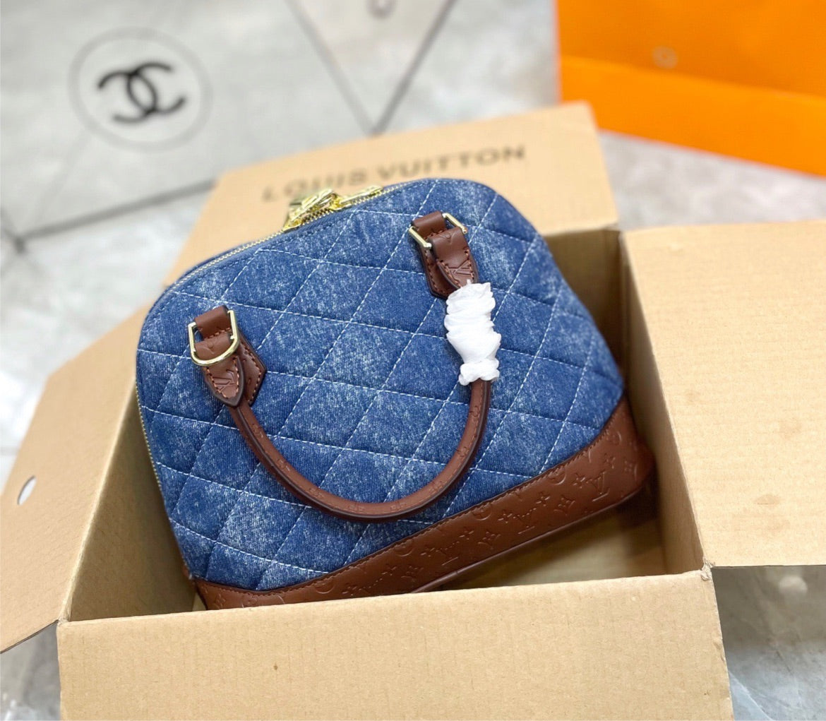 Denim/brown woman LV handbag